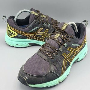 Women’s ASICS Gel Venture 7 Black Orange Running Shoes Walking Sneaker Size 10